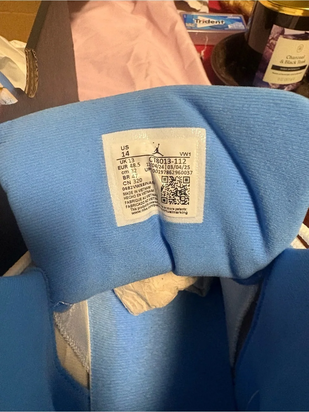 ONLY WORN ONCE Jordan High-Top Sneakers in White and Light Blue